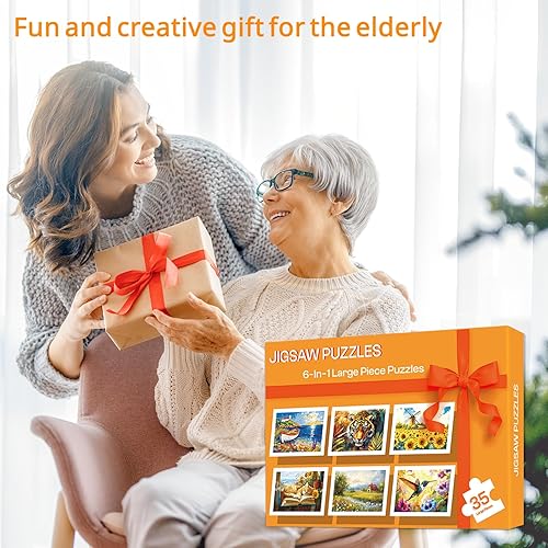 Miniatura 7 de 6 paquetes de rompecabezas de piezas grandes para personas mayores, rompecabezas de demencia de 35 piezas para adultos mayores, juegos cognitivos de