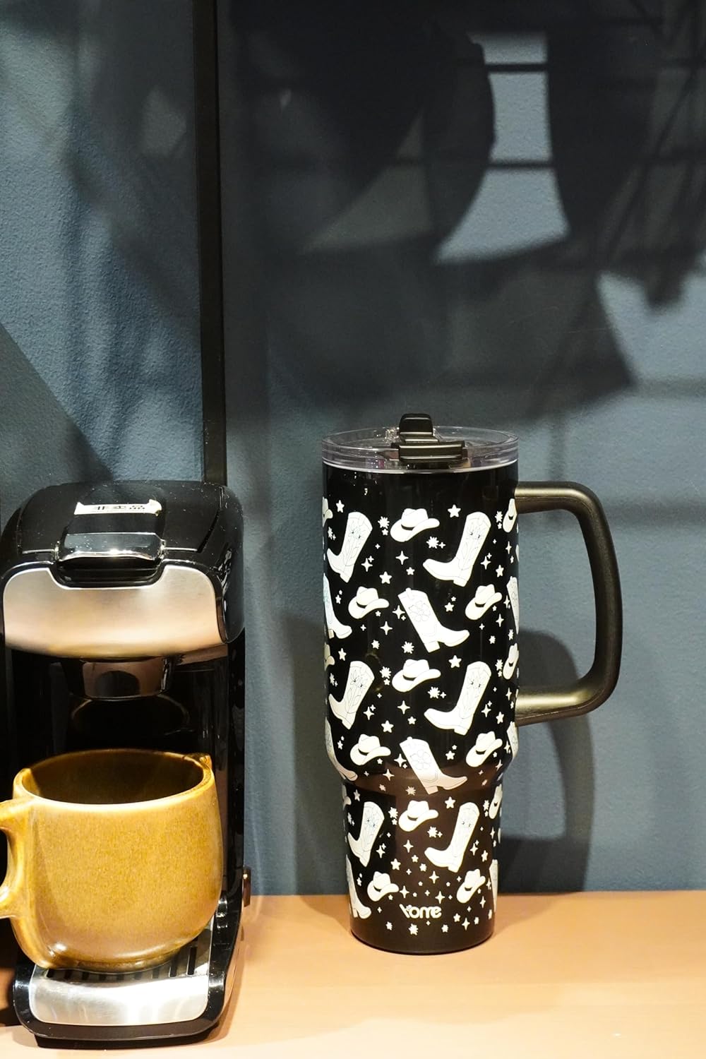 YOME 40 oz Black Western Cowgirl Tumbler with Handle and Flip Straw for Women | Stainless Steel Insulated Water Bottle | Keeps Drinks Cold | Dishwasher Safe | Cupholder Friendly | Gift Gym Travel Yoga - Image 2