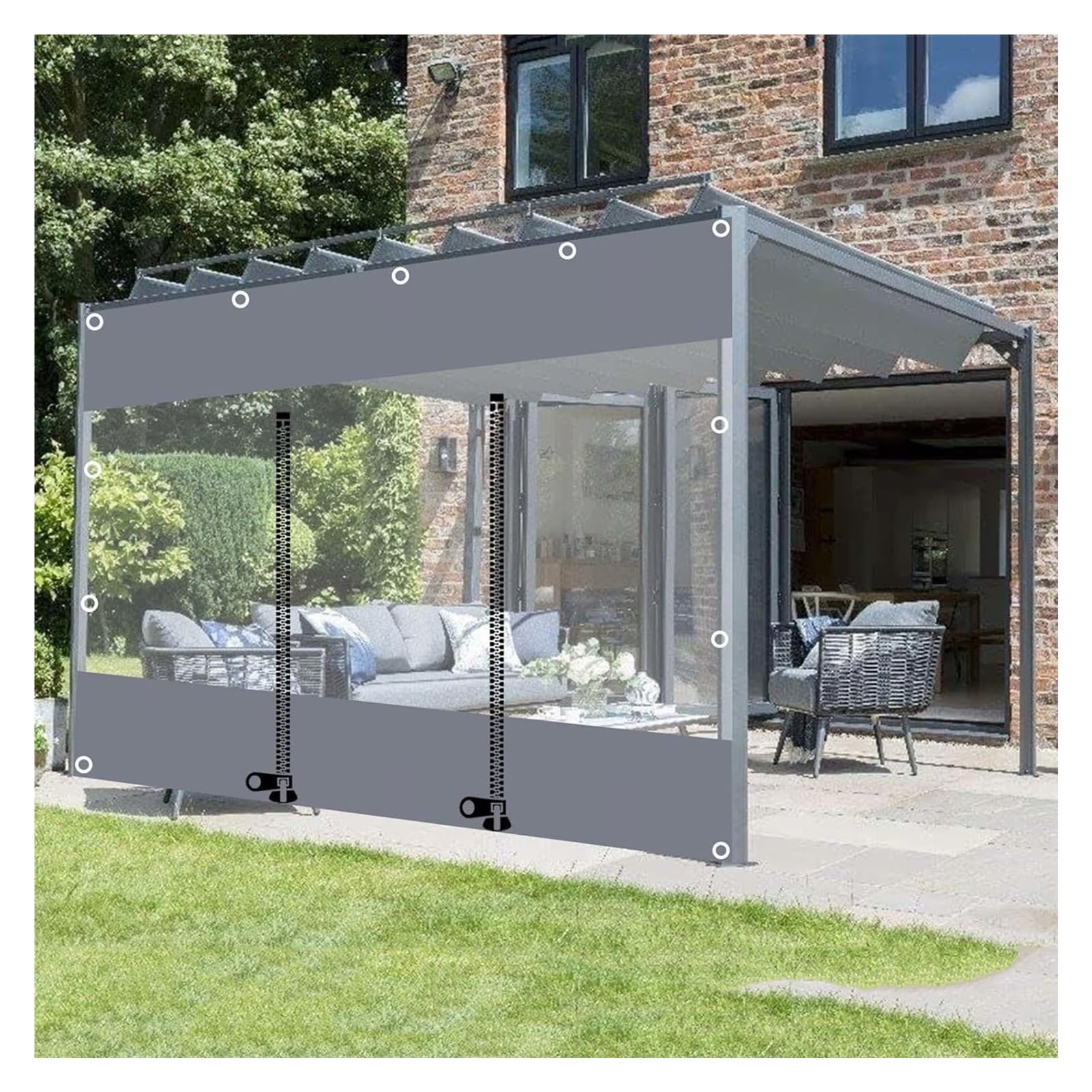 Toile en plastique transparent imperméable 350x250cm avec bâche PVC fermeture éclair Pera