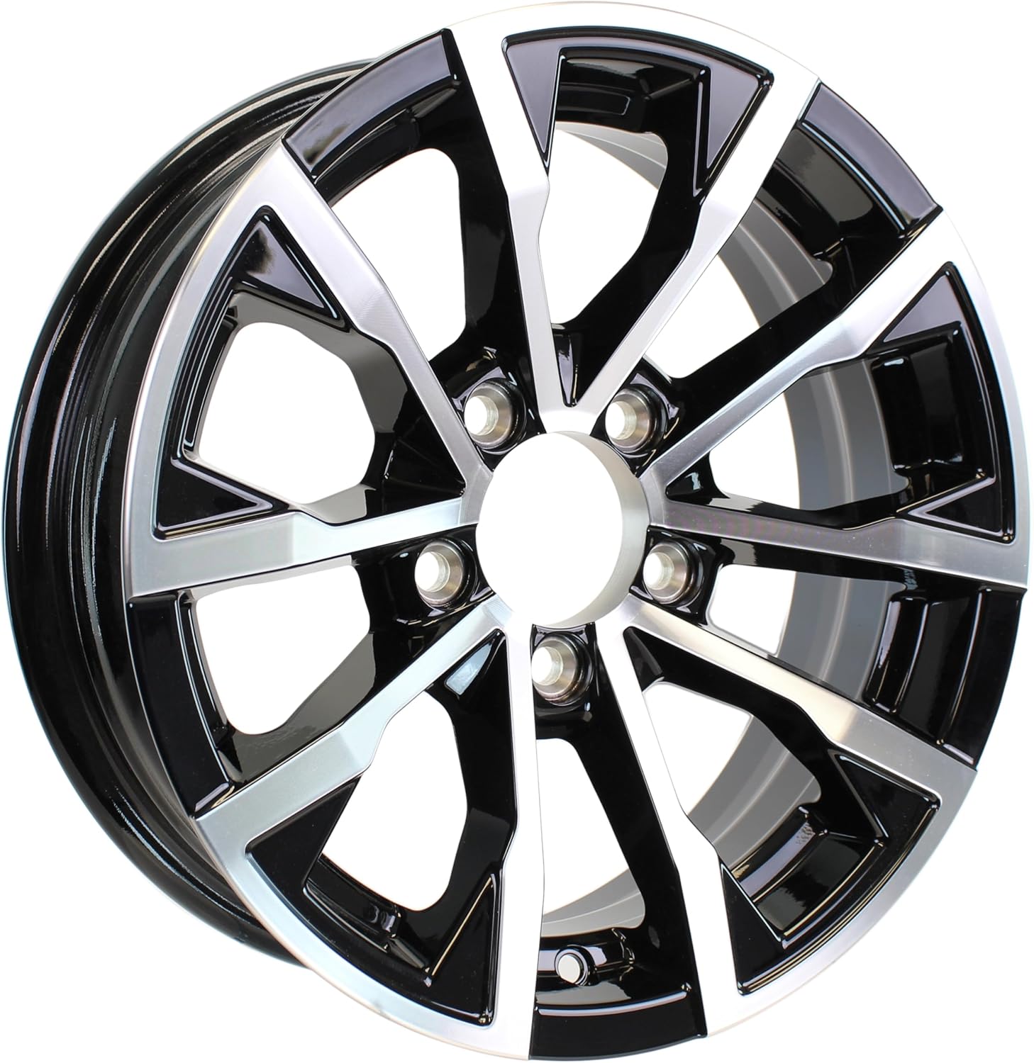 eCustomrim Aluminum Trailer Wheel 15X5 15 Inch 5 Lug 4.5 Center Edge Black Rim