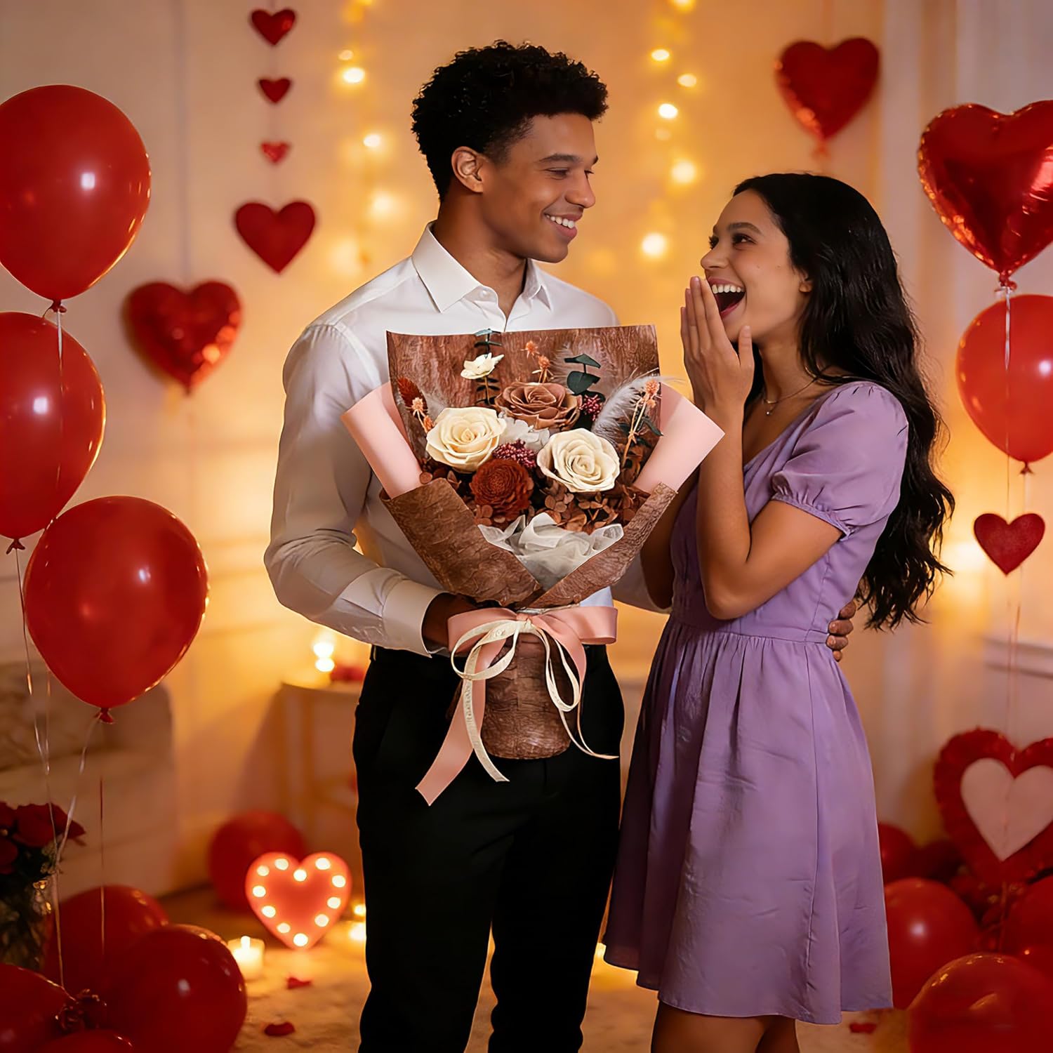 Preserved Flowers‌ Rose Bouquet Gift Set‌,100% Flowers for Delivery,Perfect for ‌Valentine's Day, Mother's Day, Christmas and Birthday Gifts‌,For ‌Wife, Girlfriend and Mom‌ (Dusty Rose)