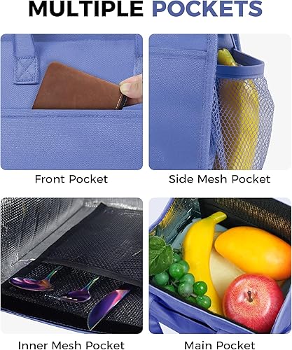 Miniatura 3 de Fmeida - Bolsa de almuerzo aislada para mujeres, 6.75L, bolsas de almuerzo pequeñas con múltiples bolsillos, reutilizables, térmicas, para el