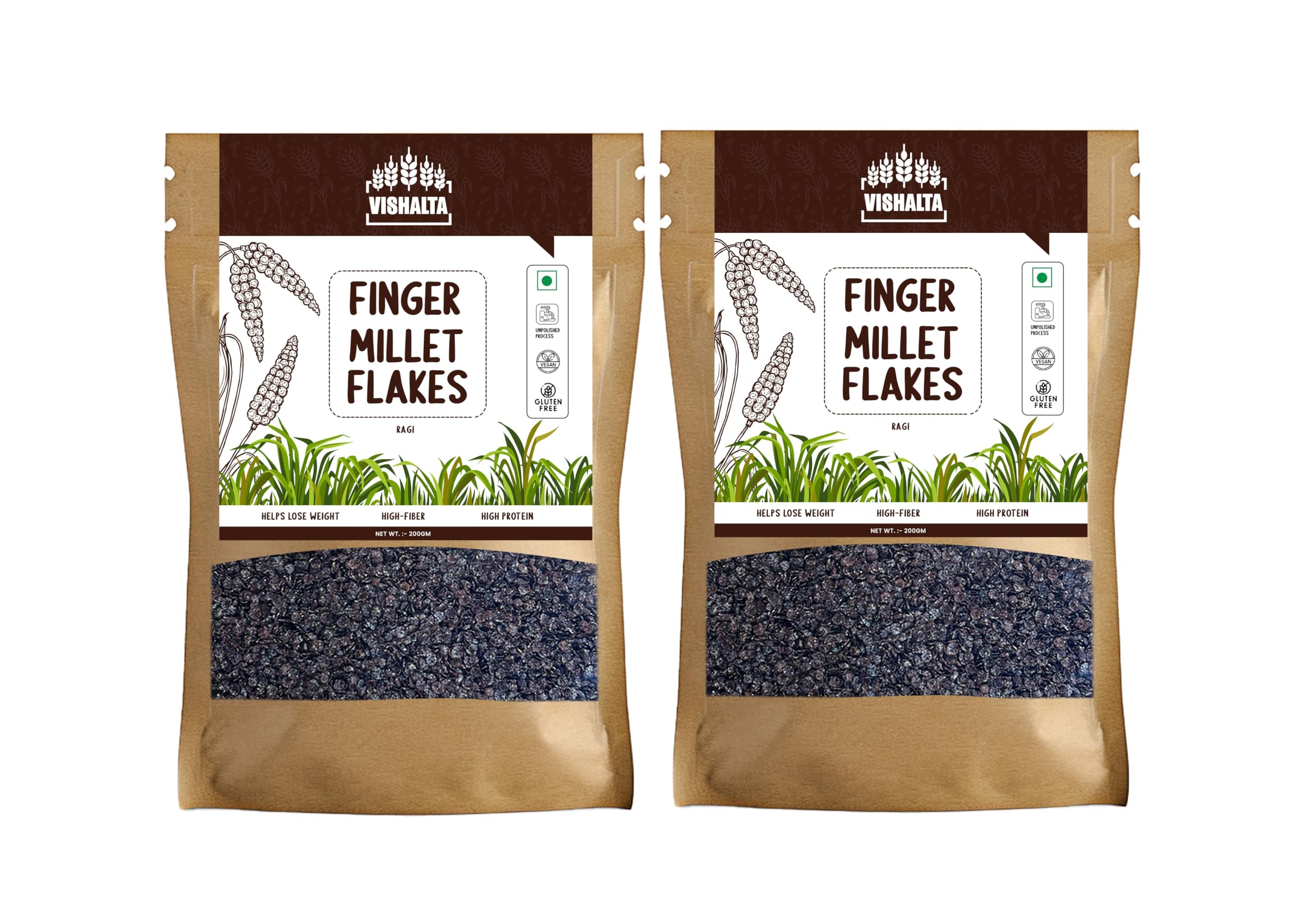 Vishalta Finger/Ragi Millet flakes Natural Grains | Rich in Protein & Fiber | Healthy Breakfast Cereal Poha/Millet Flakes | Gluten Free | 2 x 200 gm Pack (B0CY9GY7KX) Amazon Price History, Amazon Price Tracker
