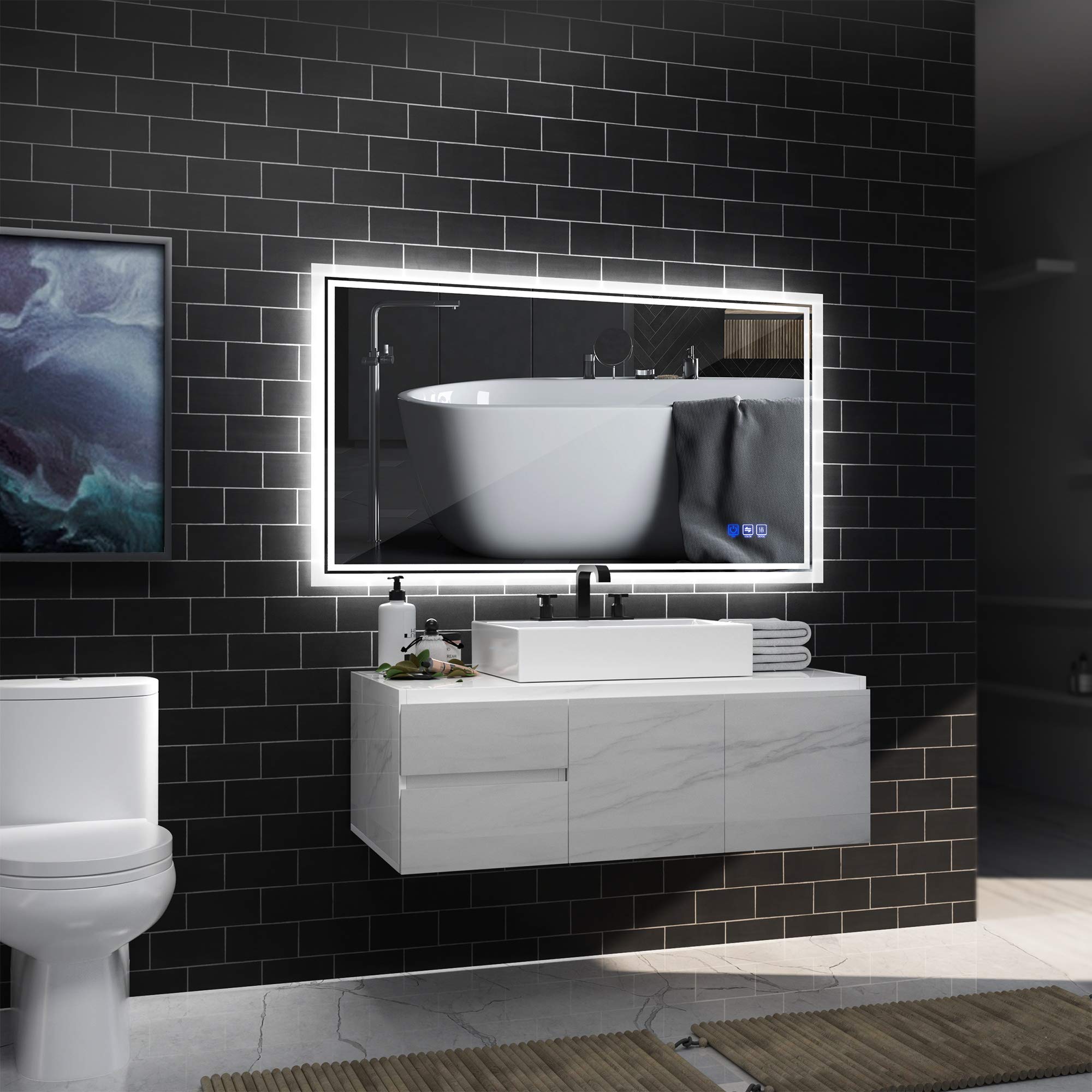 ANTEN 40x24 Inch Backlit Bathroom Mirror LED, Vanity Bathroom Mirror