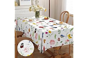 Floral Tablecloths for Rectangle Tables, Spring Tablecloth Waterproof Stain Resistant
