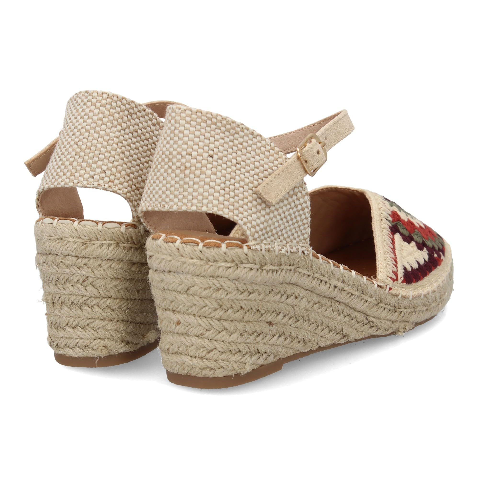 shoes&blues.es Alpargata de Cuna de Yute para Mujer, Empeine con Diseno Trenzado. Cierre Ajustable de Hebilla en el Tobillo, Suela Acolchada, Ligera y Comoda, Ideal Verano.