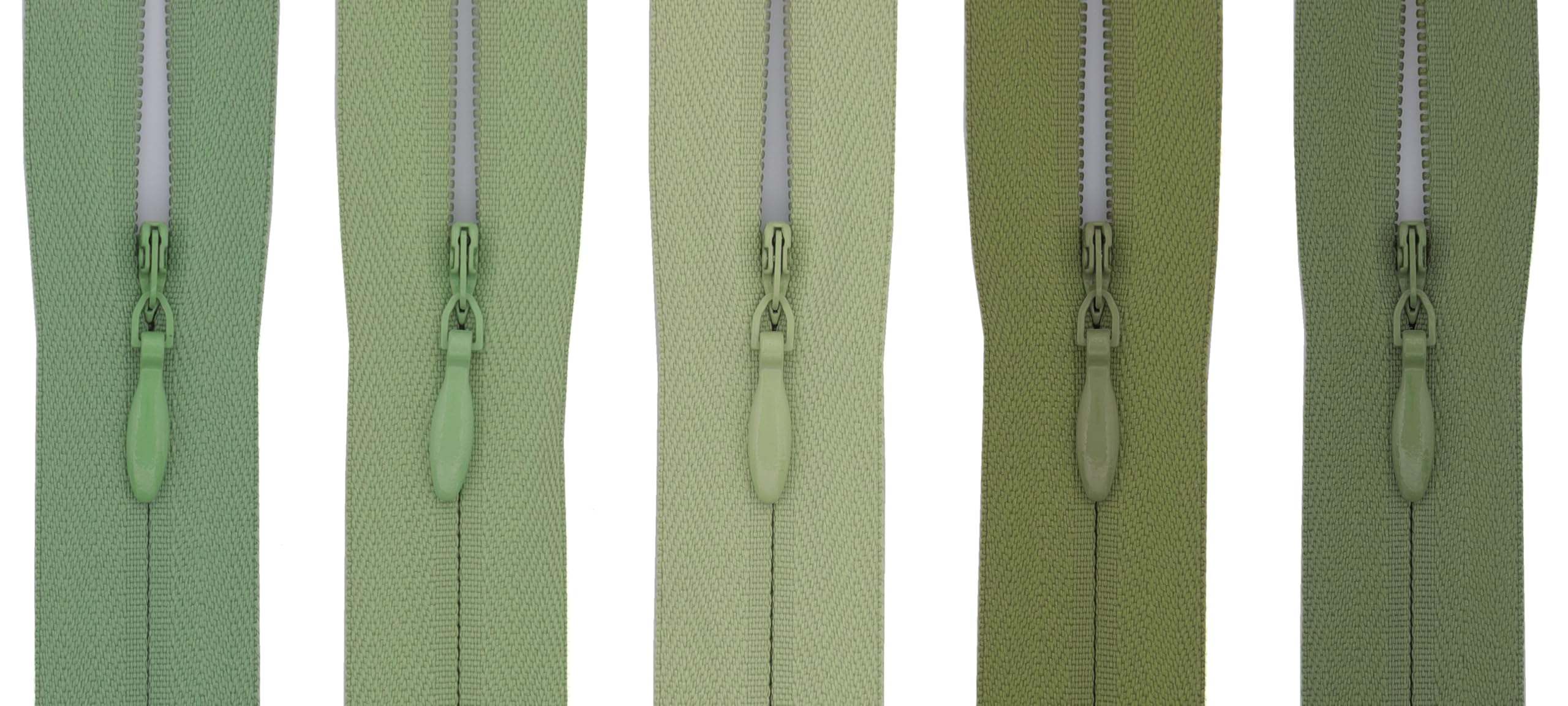 #3 Invisible Zip 22 Inch (56cm) – Close-End-with Woven Tape for Bridal Gowns, Maxi Dresses & Large Upholstery - for Tailoring & Decor - Pack of 5 (5 Different Shades) (Moss Green)