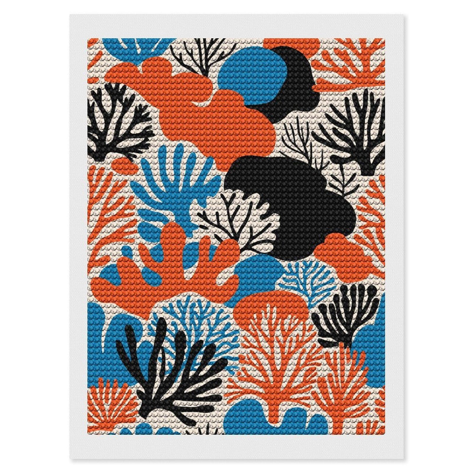 Junmoney Retro Coral Reefs Crystal Diamond Art Kit 12"x16", Modern Decor, Boho Decor, Wall Art Gift, Decorative Artwork, Creative Hobby