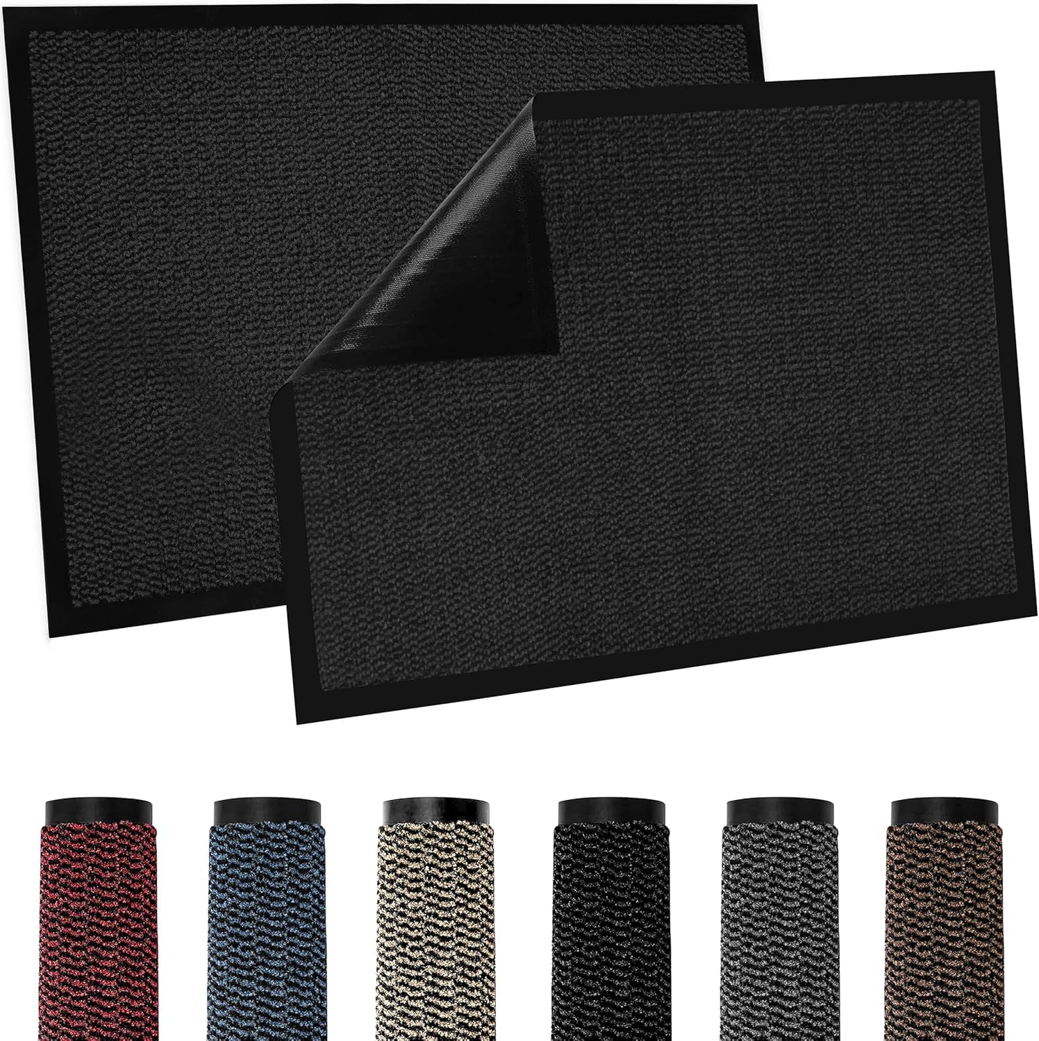TradeXone Heavy Duty Door Mats - Indoor/Outdoor Washable Door Matts Indoor - Super Absorbent Rug with Non Slip Backing - Entrance Doormats - Front Door, Home & Office (90cm × 300cm, Anthracite)
