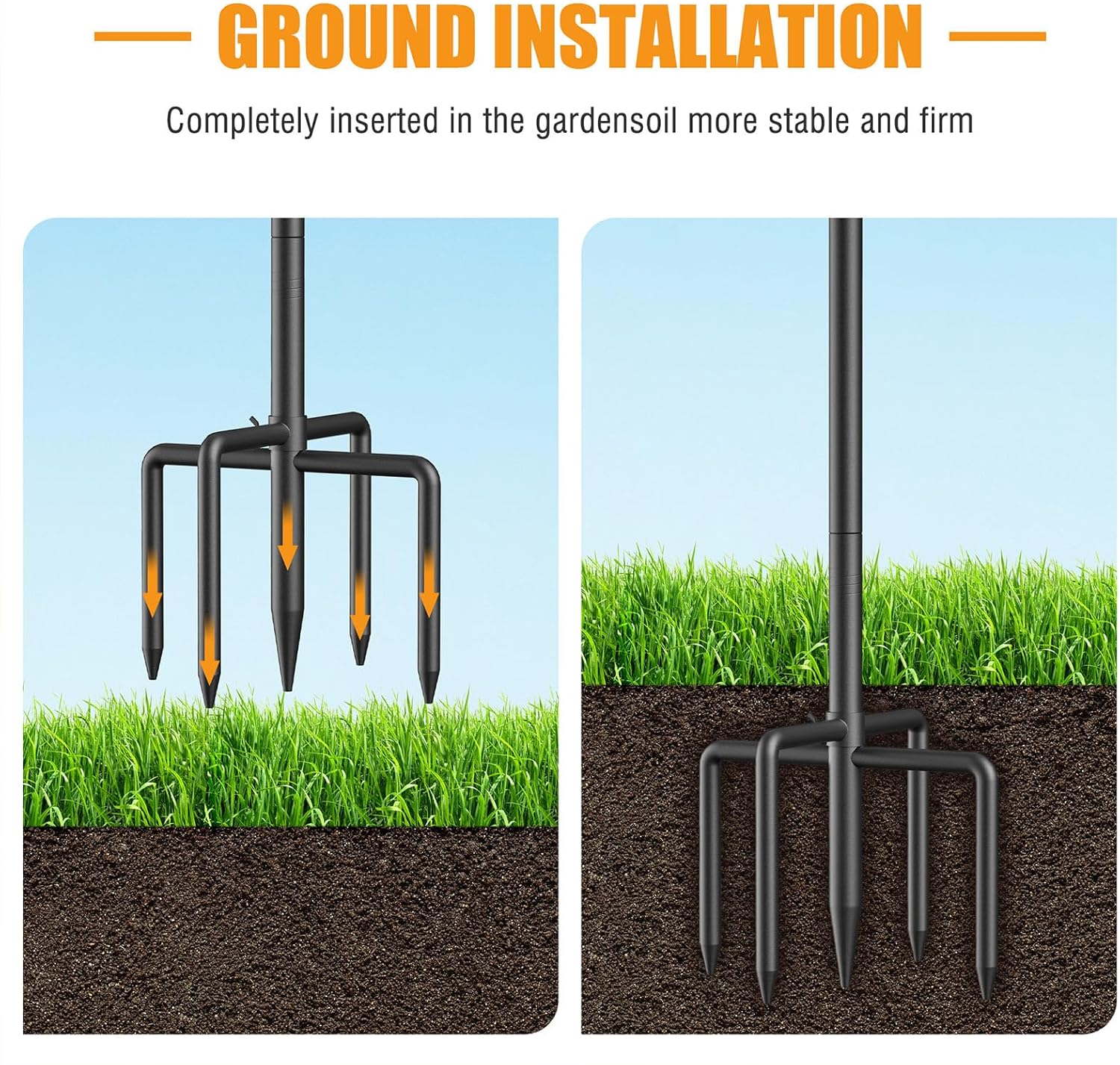 Relx Bird Feeder Pole - Adjustable Double Shepherds Hooks for Bird Feeder with 5 Prong Base - 76 Inch Heavy Duty Shepherds Hooks for Outdoor,Hanging Garden Plant,Solar Light Lanterns