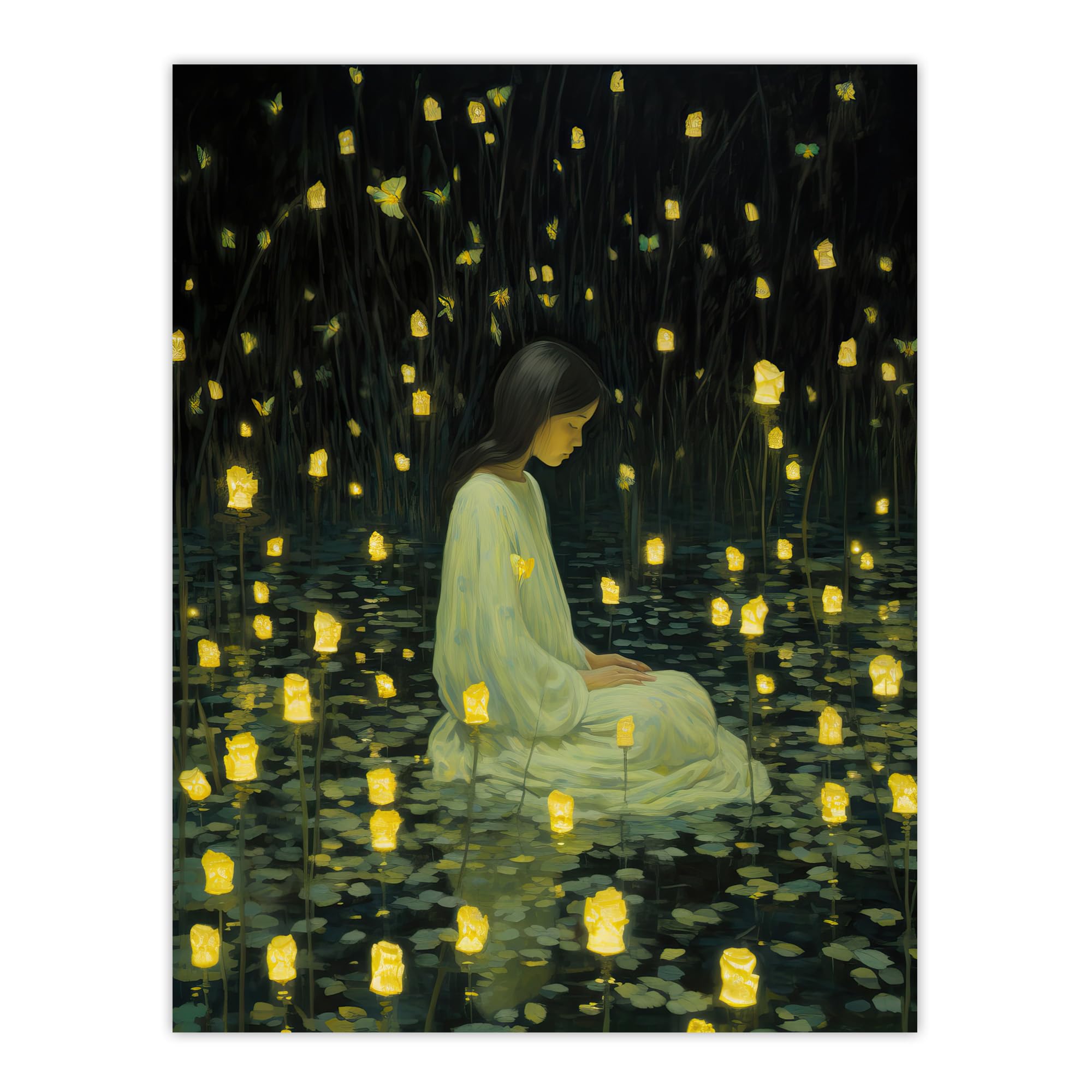 Wee Blue Coo Diwali At Dusk Whimsical Portrait Large Wall Art Poster Print Thick Paper 18X24 Inch