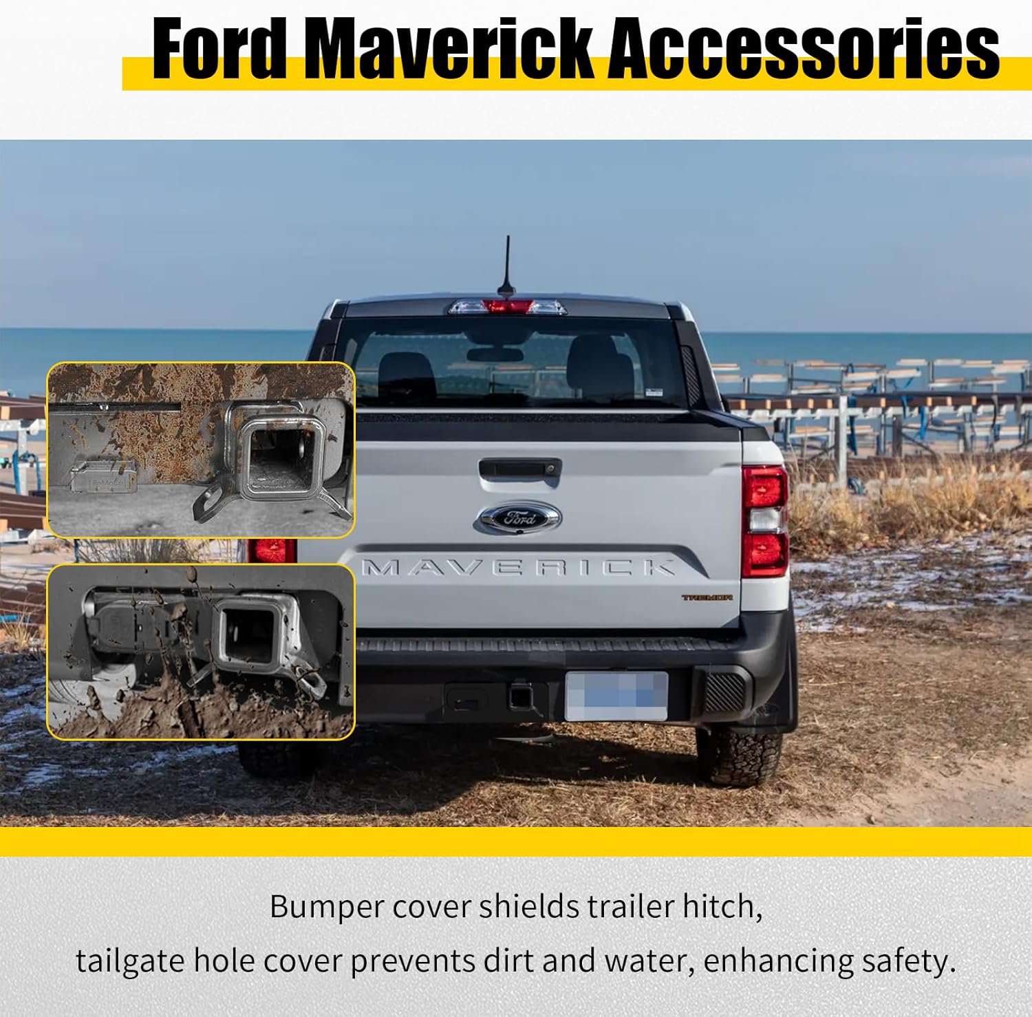 Rear Bumper Cover & Tailgate Hole Cover Combo for Ford Maverick Accessories 2022 2023 2024 2025 (Not for Lobo)