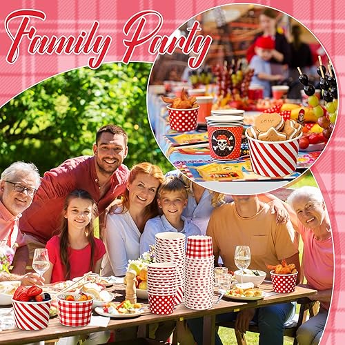 Miniatura 3 de Zubebe Paquete de 120 vasos de papel para helado desechables de 9 onzas, cuencos para aperitivos para alimentos calientes o fríos, a cuadros,