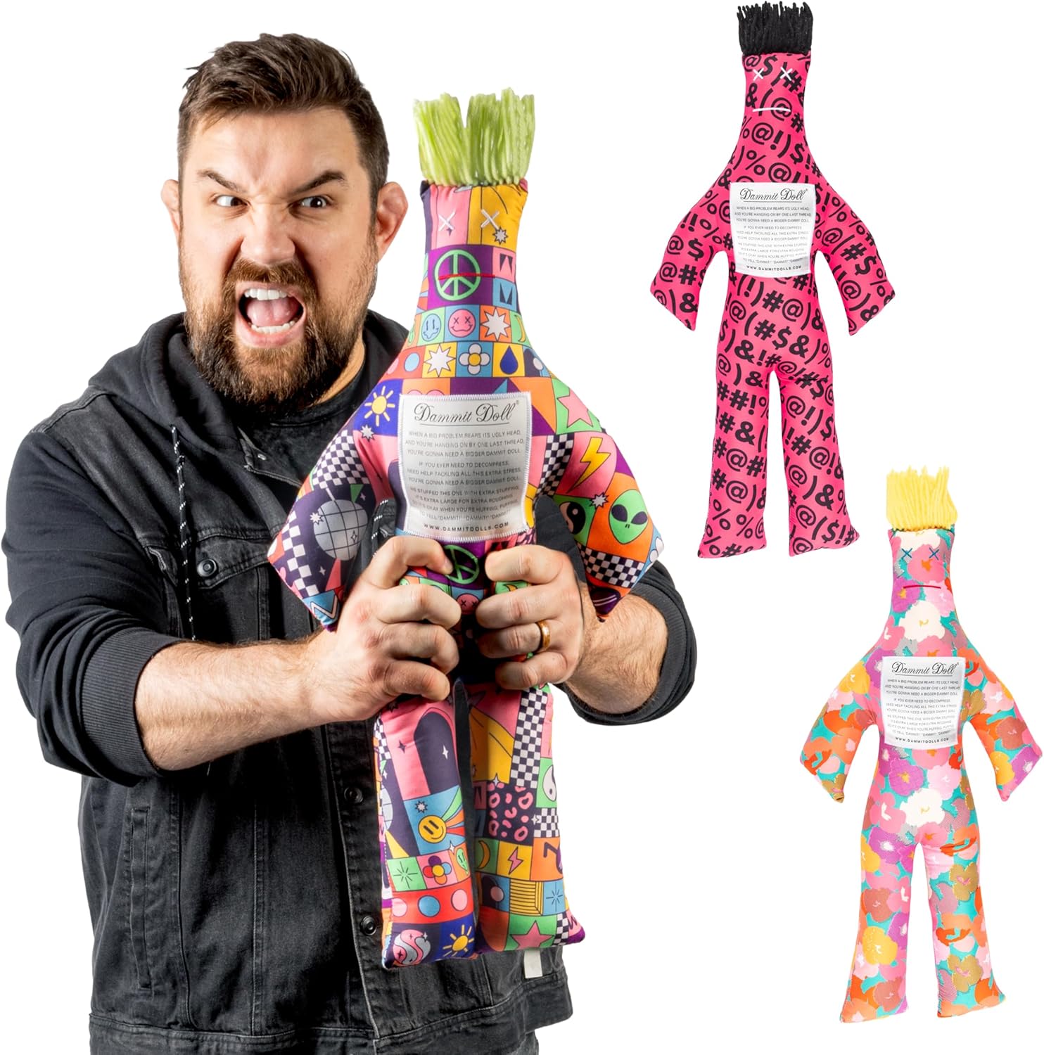 Dammit Doll XL - Funny Stress Relief Gag Gift, Random Color - for Anger & Frustration Relief - White Elephant or Emotional Support Doll for Adult Men & Women