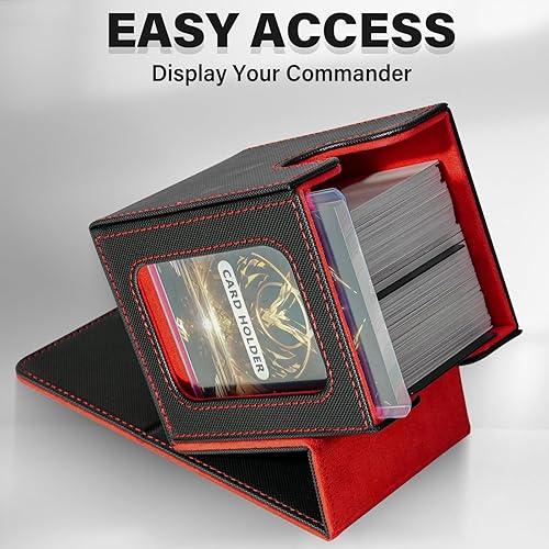 Miniatura 4 de Caja de cartas para MTG Commander, caja de almacenamiento de tarjetas para tarjetas intercambiables, estuche magnético de piel sintética, capacidad