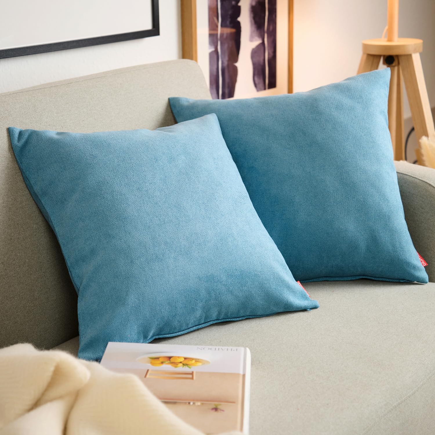 Blumtal Federe Cuscini Divano in Ciniglia, Copricuscini Divano, Federe Cuscino Divano, 2 Pezzi, 60 x 60cm, Blue