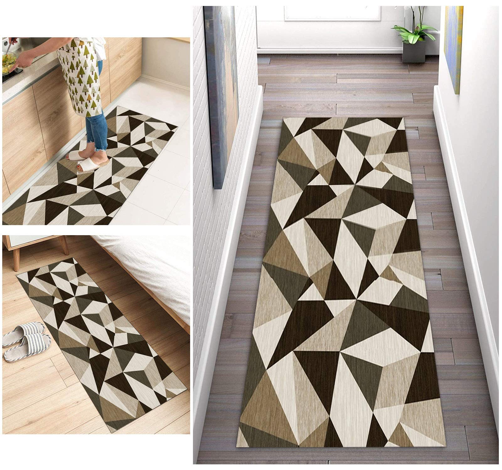 Dywan chodnik do przedpokoju geometryczny chodnik antypoślizgowy, dywan do korytarza kuchnia poliester nadaje się do prania w korytarzu, kuchni, sypialni, salonu, szerokość 60 cm/70 cm/80 cm/90 cm/100 cm (rozmiar: 80 x 350 cm)