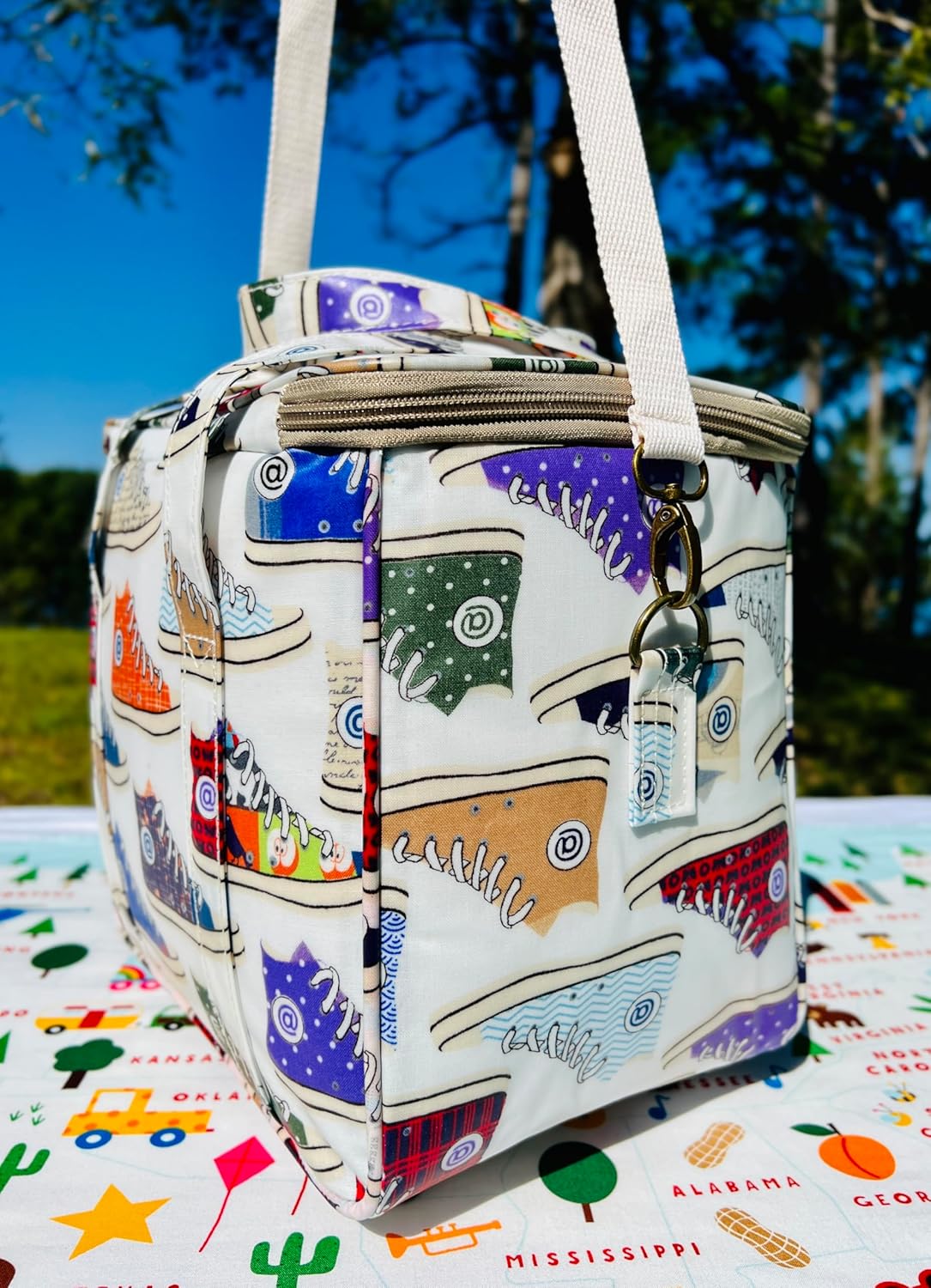 Kwang Min Insulated Insulated Cooler Bag,Reusable Large Lunch Bag for Women, Great for Outdoors,Camping,Party,Premium Quality,Adjustable Strap,Foldable