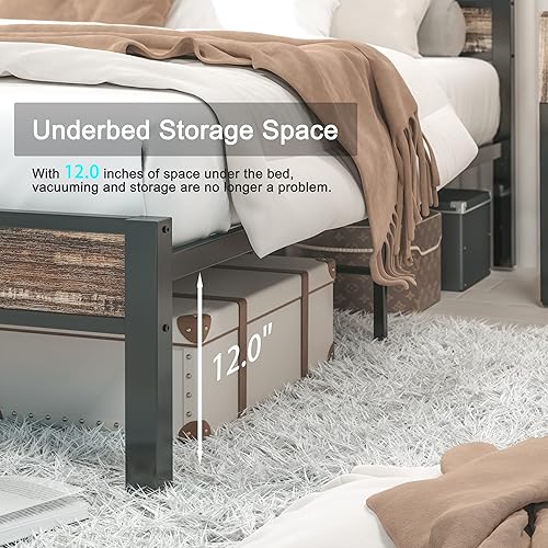 Miniatura 5 de LIKIMIO Marcos de cama California King fácil de montar sin ruido no necesita somier marcos de soporte de metal fuerte y pesados tamaño California