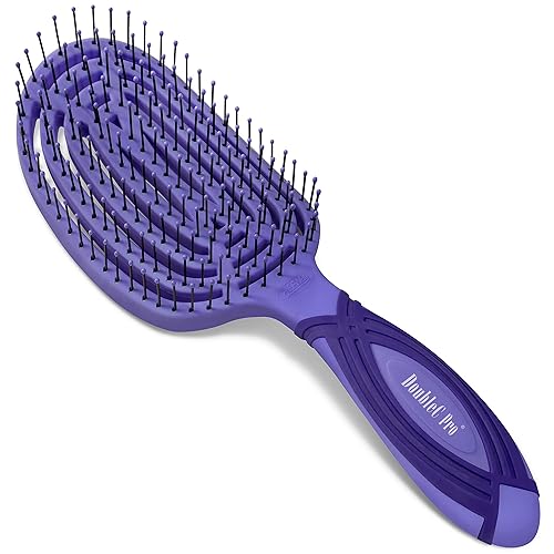 NuWay 4HAIR DoubleC PRO - Cepillo desenredante de doble curvatura patentado en Estados Unidos es seguro para secador de pelo (jacinto)