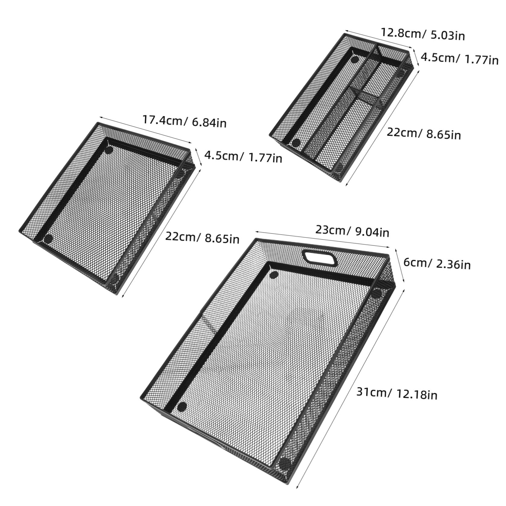 3 Pezzi Organizzatore da Scrivania in Rete con Scomparti per Documenti e Cancelleria Cassetto Porta Oggetti Multifunzione per Ufficio e Casa