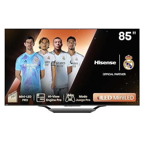 Hisense 85U7NQ - Mini-LED TV, 85 Pulgadas, con Quantum Dot Colour, Modo Juego de 144Hz VRR 240 fps, Full Array Local Dimming, Procesador Hi-View Engine,Dolby Vision IQ & Dolby Atmos (Nuevo 2024) - Chollo en Electrónica