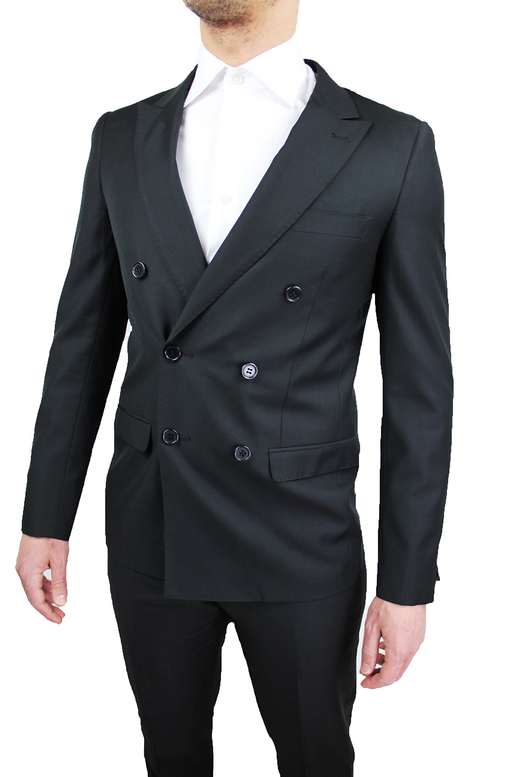 Abito Doppio Petto Cerimonia Uomo Sartoriale Completo Nero Doppio Petto Smoking