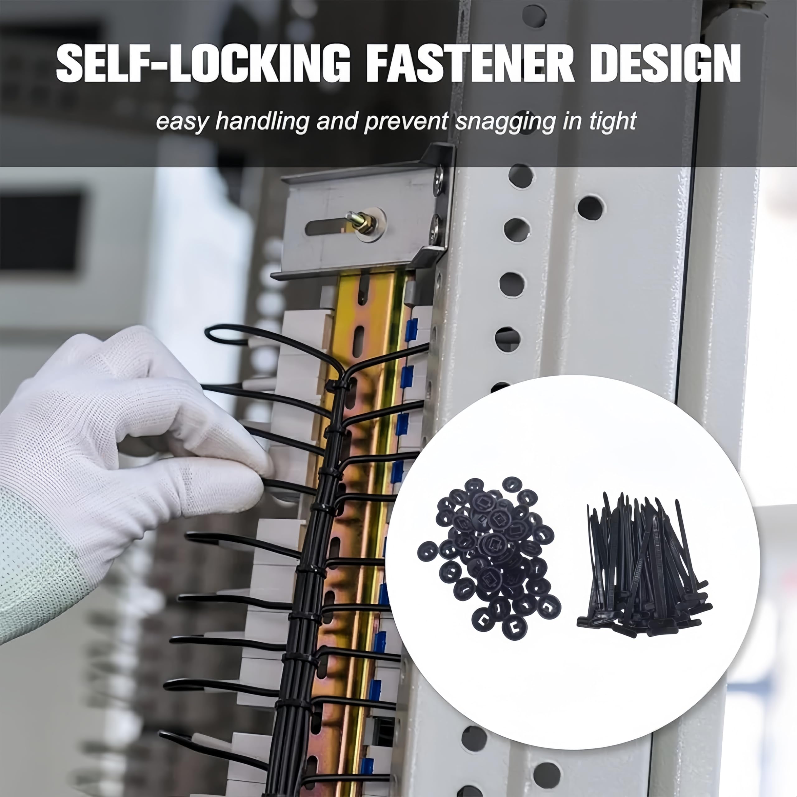 Nylon Universal Cable Tie Buckle, 2025New Multipurpose Plastic Cable, Ties Nylon Cable Tie Buckle Fixed, For Daily Car Maintenance,Heavy Duty Self-Locking (100Pcs)