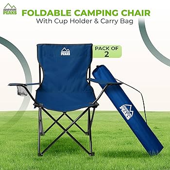 Eurohike Peak Folding Chair With Drinks Holder & Arm Rests For Adults & Kids, Lightweight, Portable, Compact, Ideal For Camping, Festivals, Picnics, Beach & Outdoor Events (Blue