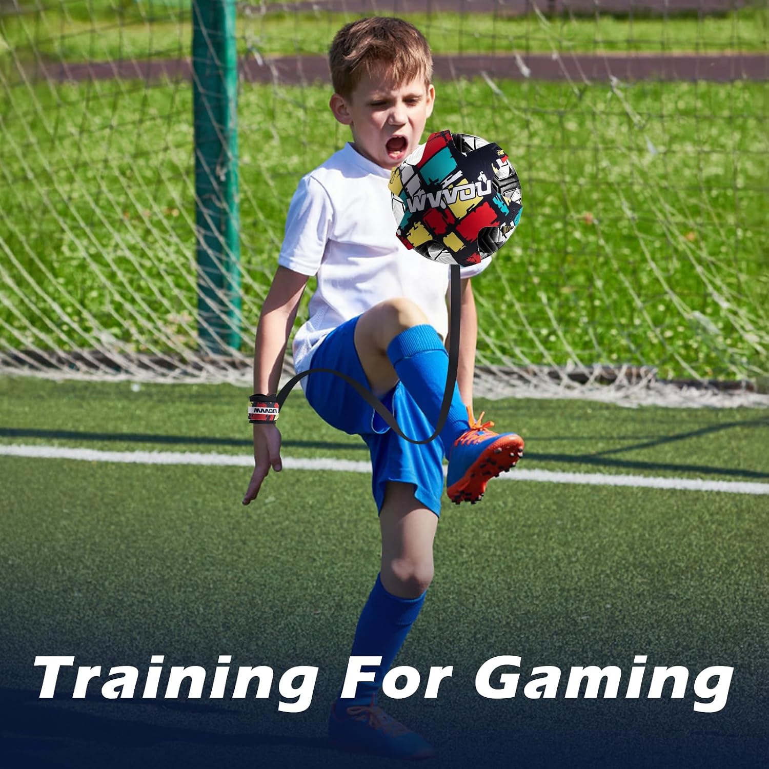WVVOU Soccer/Volleyball/Rugby Training Equipment, Soccer Gifts for Boys, Football Accessories for Kids Youth Adults with Adjustable Hand Straps and Elastic Ropes, Fits Ball 3, 4,and 5