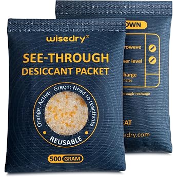 wisedry 2 x 500 Gram Rechargeable Silica Gel Car Dehumidifier, Microwave Fast R