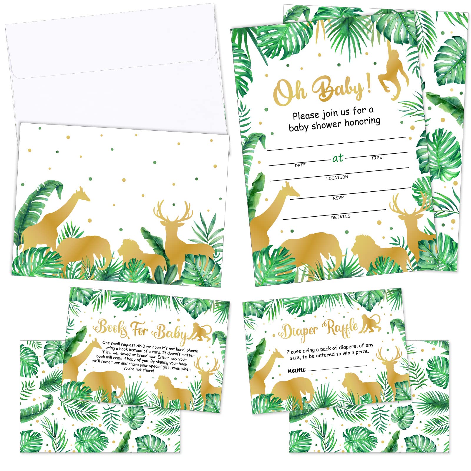 Buy 100 Pcs Jungle Animal Invitations, Safari Woodland Themed Forest