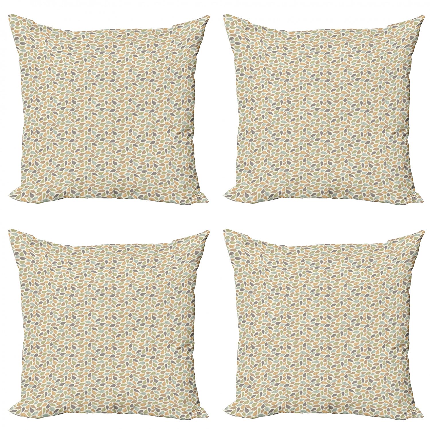 ABAKUHAUS Forest Friends Federe Cuscini Set di 4, Autunno Modello, Stampa Digitale Fronte-Retro con Accento Moderno, 60 cm x 60 cm, Multicolore