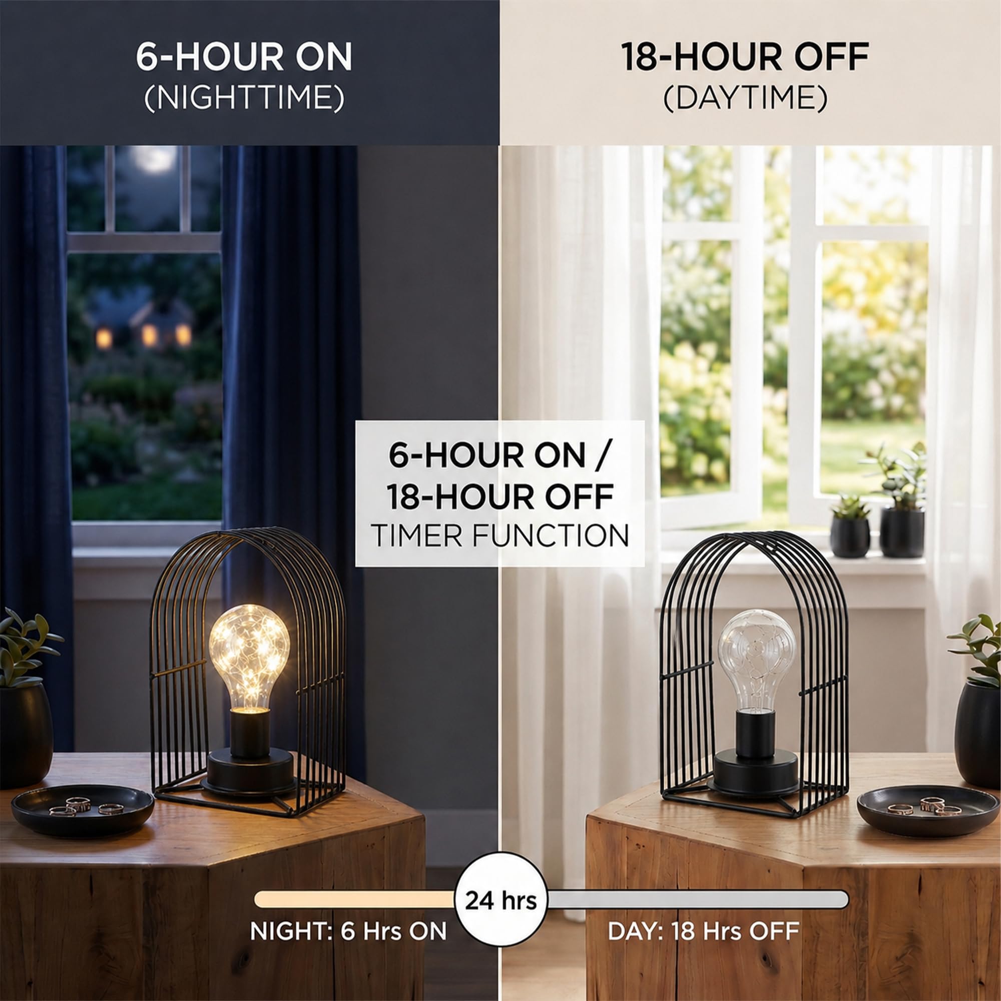 JHY DESIGN Jedyny w swoim rodzaju bezprzewodowy kinkiet ścienny, zestaw 2 metalowych lamp do sypialni, salonu, korytarza z 6-godzinnym timerem i ciepłą bielą żarówką
