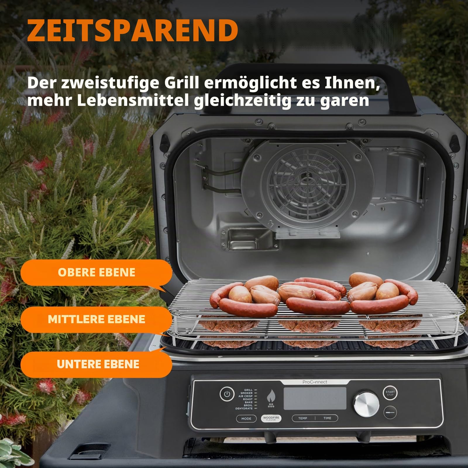 2-teiliges Edelstahl-Rack-Set für Ninja XSKRSTRKXL Woodfire OG800 und OG900 Serie, Grillrost-Zubehör für Ninja OG850 OG951 Woodfire Pro XL Outdoor Grill & Smoker