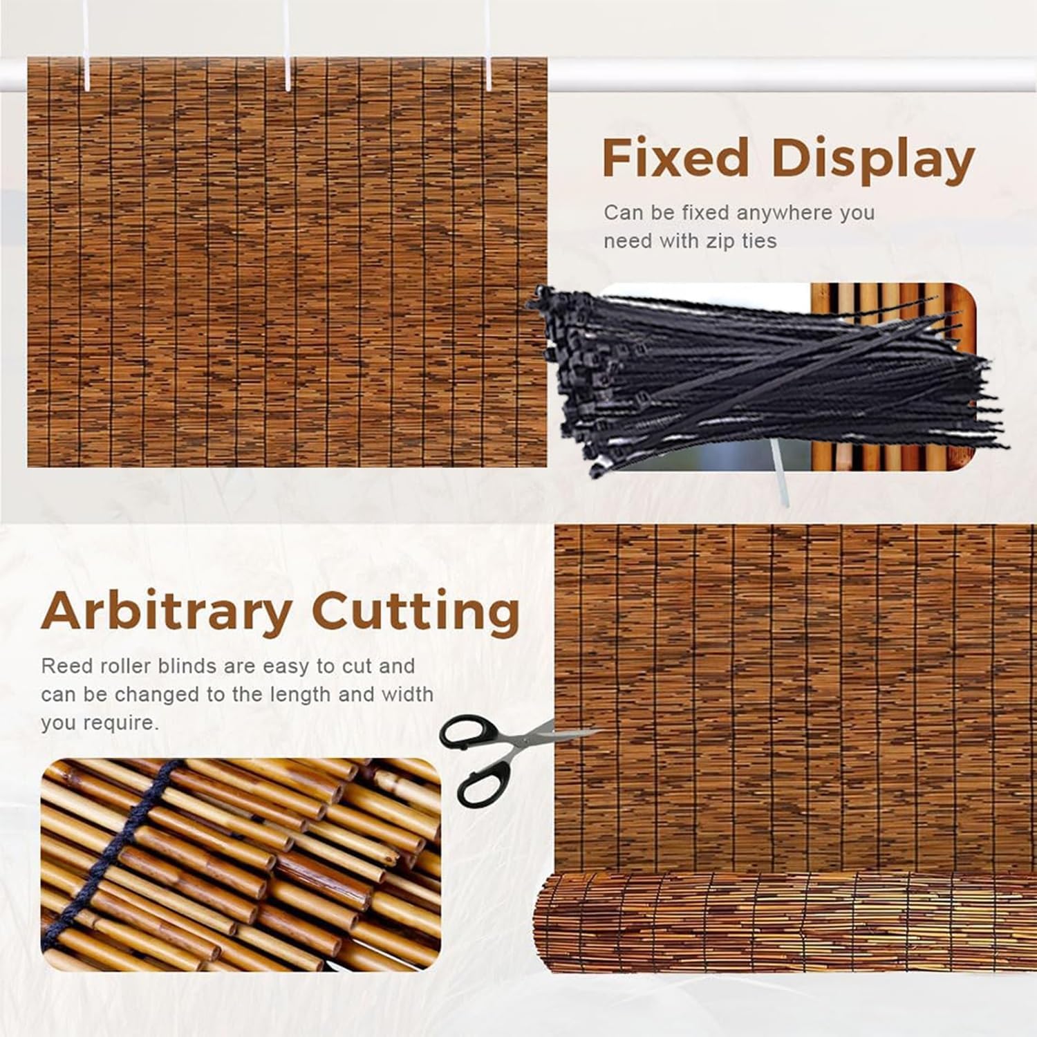 Natural Reed Fencing Rolls, 2FT-6FT x 16.4FT Reed Screen Curtain Balcony Fence Privacy Panels, Outdoor Backyard Patio