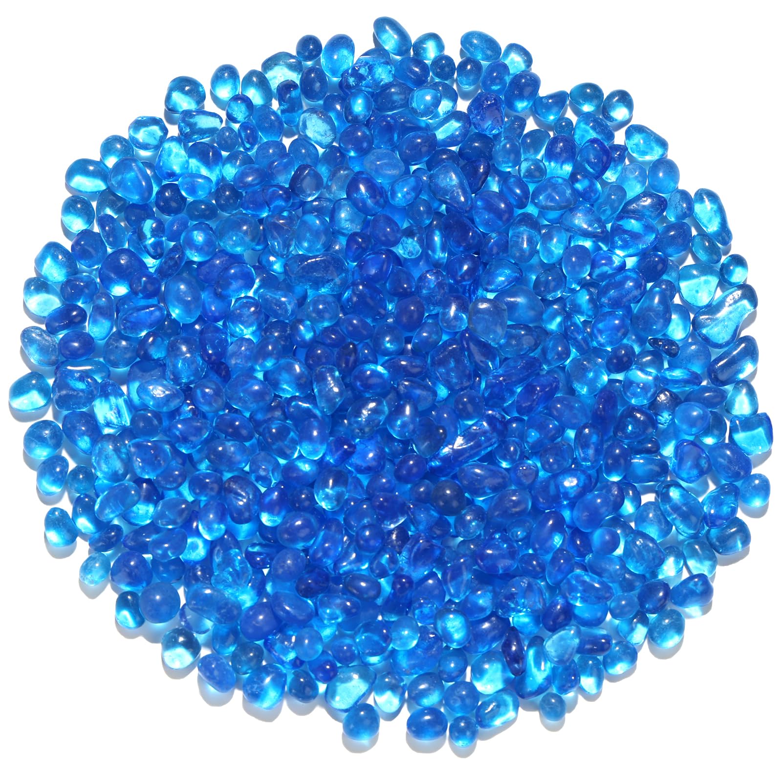 QYGL 0.55LB Sea Blue Clear Glass Pebbles, Tumbled Sea Glass Stones for Vase Fillers, Fish Tank Gravel, Aquarium Rocks, DIY Crafts, Plant Pots, Wedding & Home Decor, Transparent Glass Gemstones