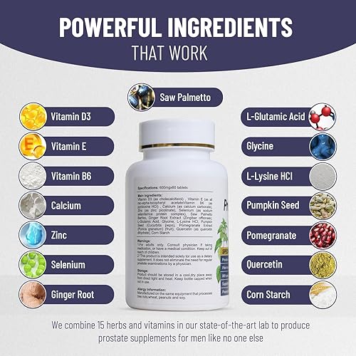 Miniatura 5 de Píldoras de próstata, suplementos para la salud de la próstata de Saw Palmetto para hombres, apoyan la salud del cabello, el tracto urinario y el