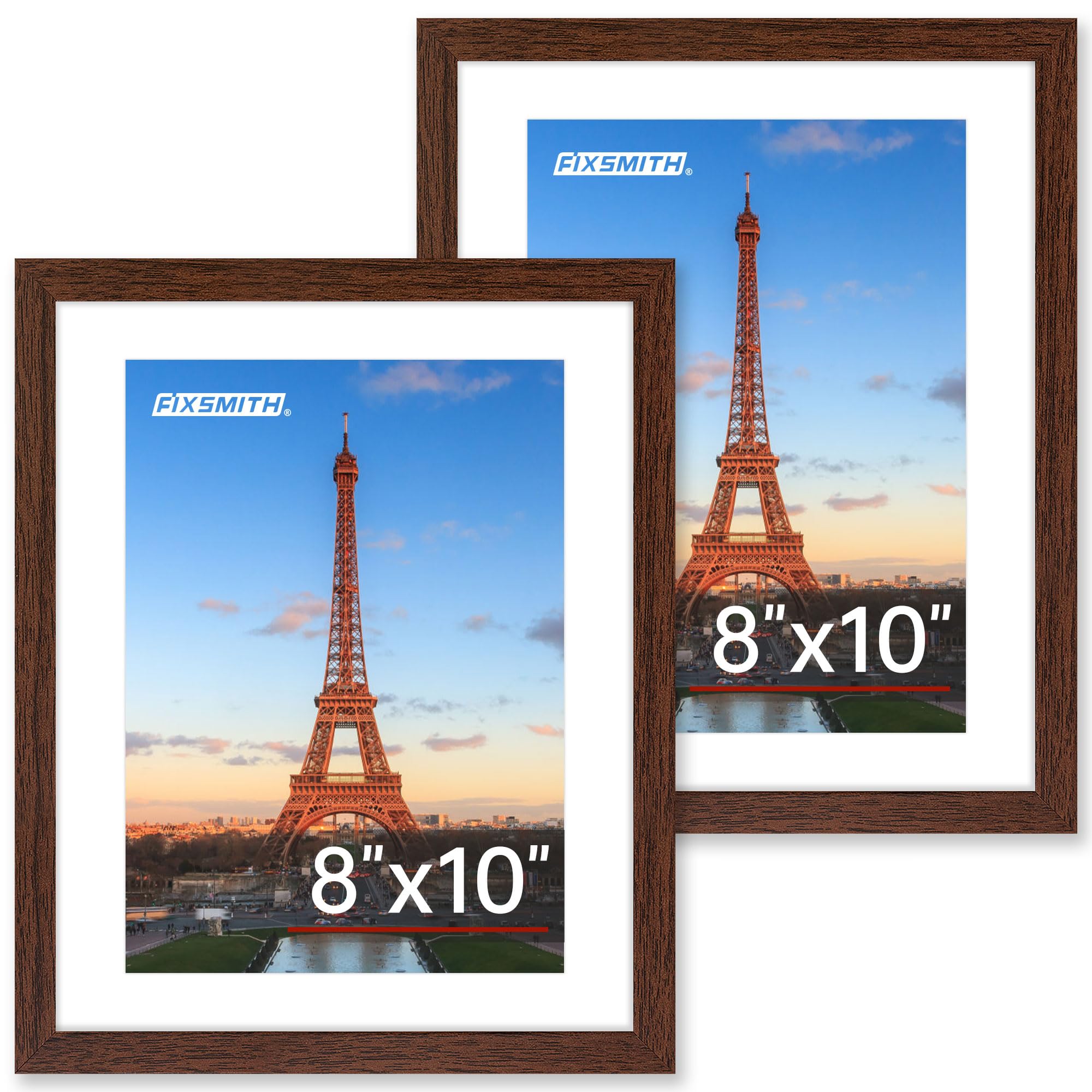 FIXSMITH Brown 8x10 Picture Frame Set of 2, Collage for Tabletop or Wall Display