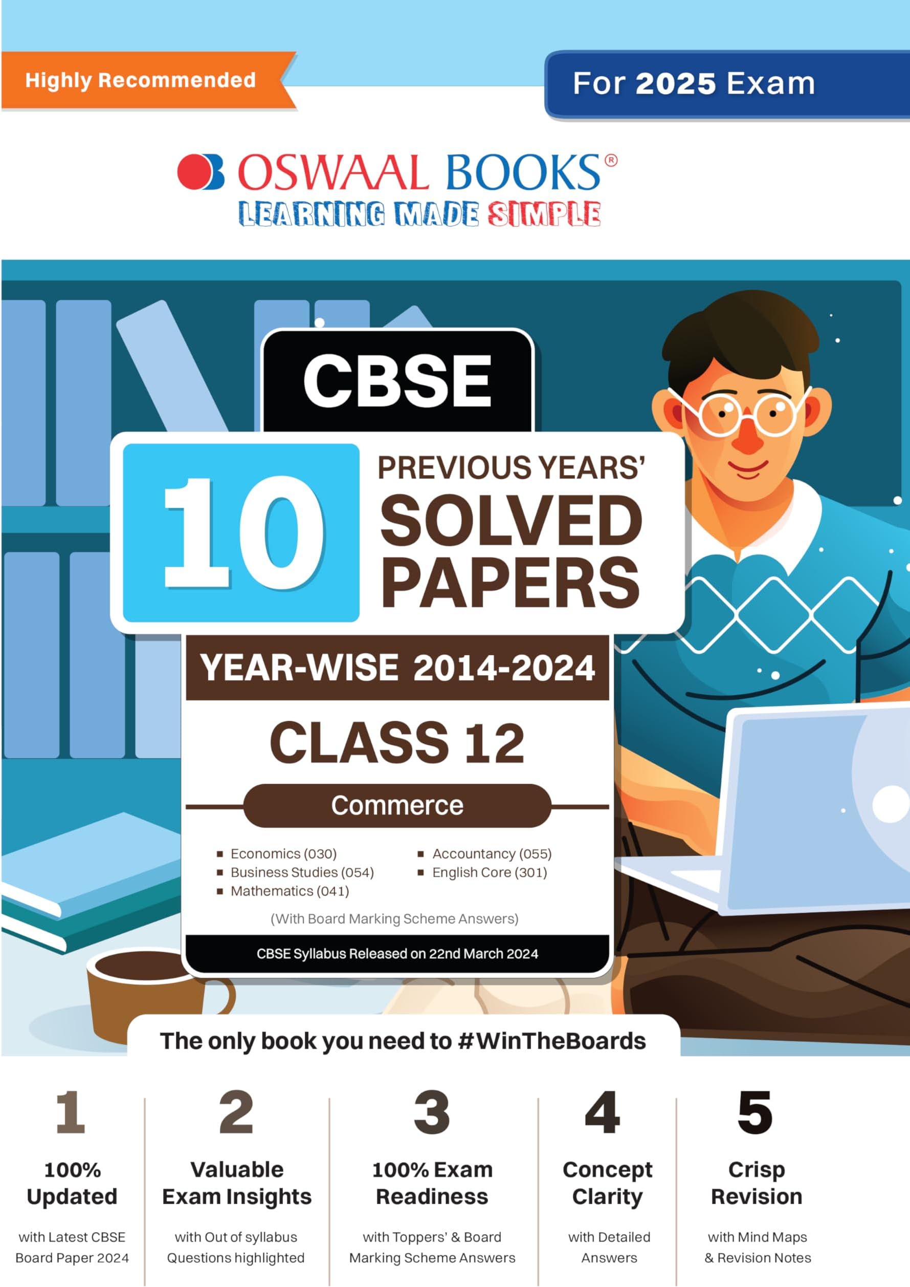 Oswaal CBSE 10 Years Solved Papers Class 12 Commerce - English Core | Mathematics | Accountancy | Economics & Business Studies Book For 2025 Board Exam Paperback – 7 April 2024