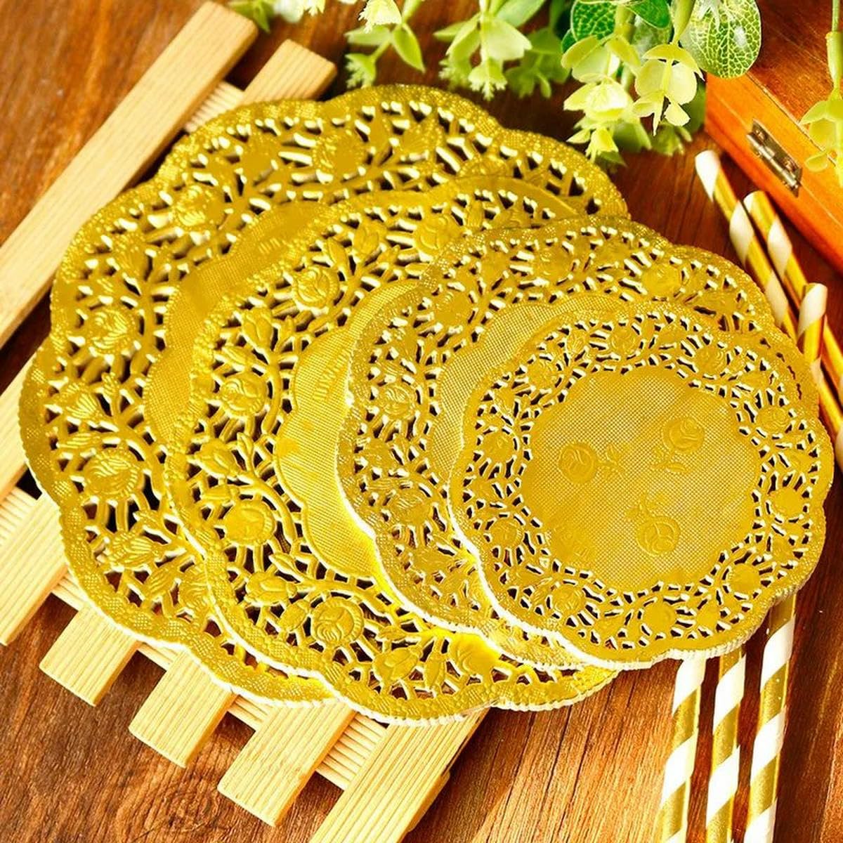 Centrini Di Carta Dorati Usa E Getta - 100 Pezzi Rotondi Per Torte E Decorazioni - Foto 13