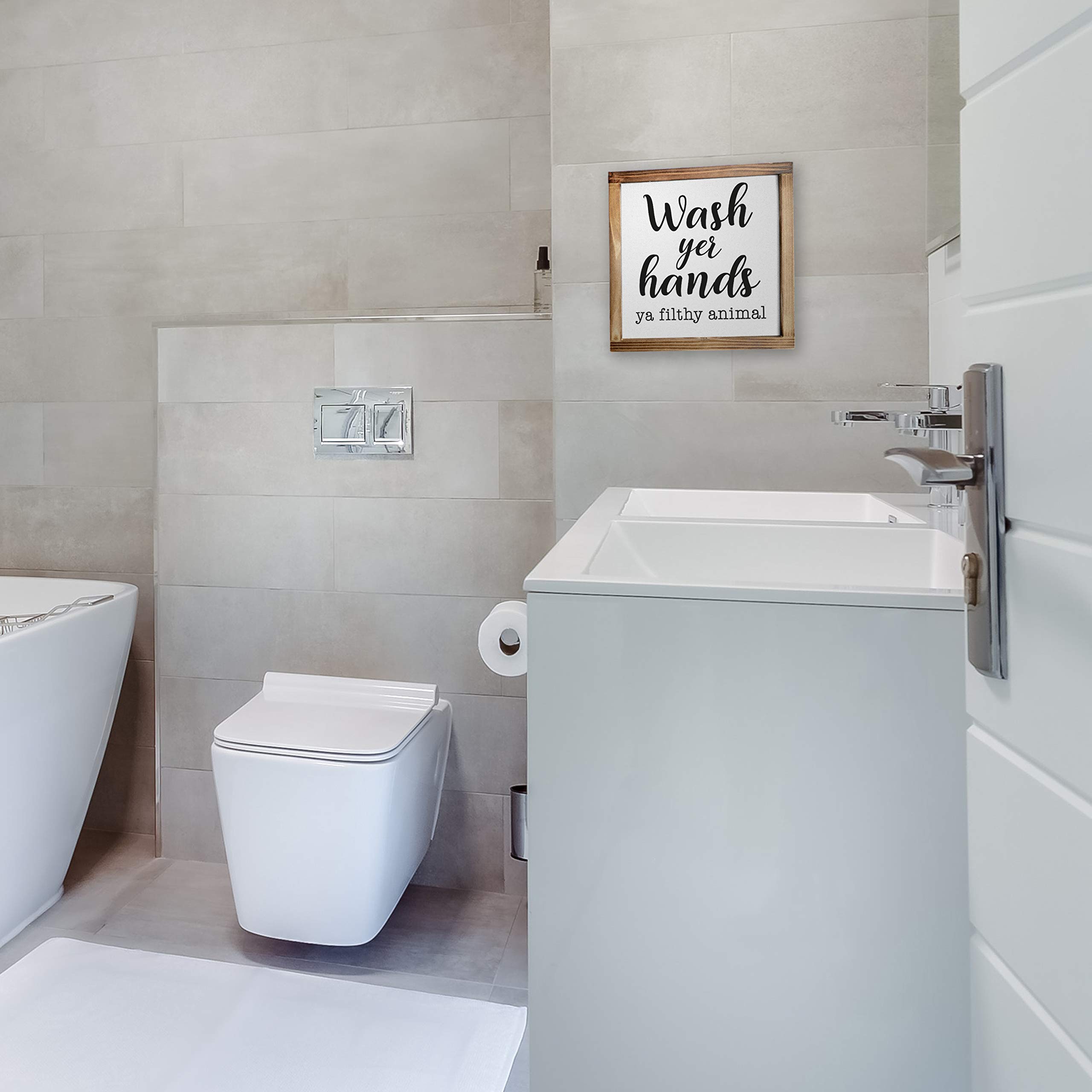 Wash Your Hands You Filthy Animal Sign 12x12 Inch Bathroom Wall Sign