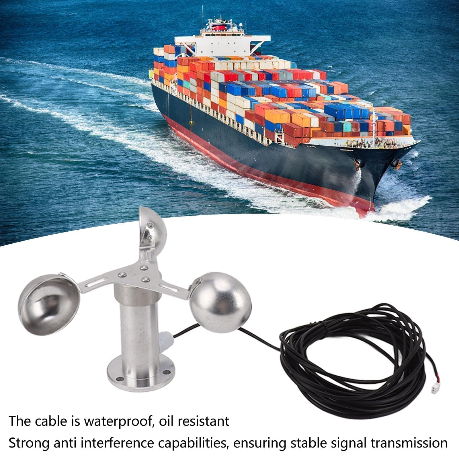 Windgeschwindigkeitssensor Anemometer aus Aluminiumlegierung, 3 Tassen, Genaue Messung für Kraftwerke, Meteorologische Überwachung, Windmessung mit 8 M Kabel