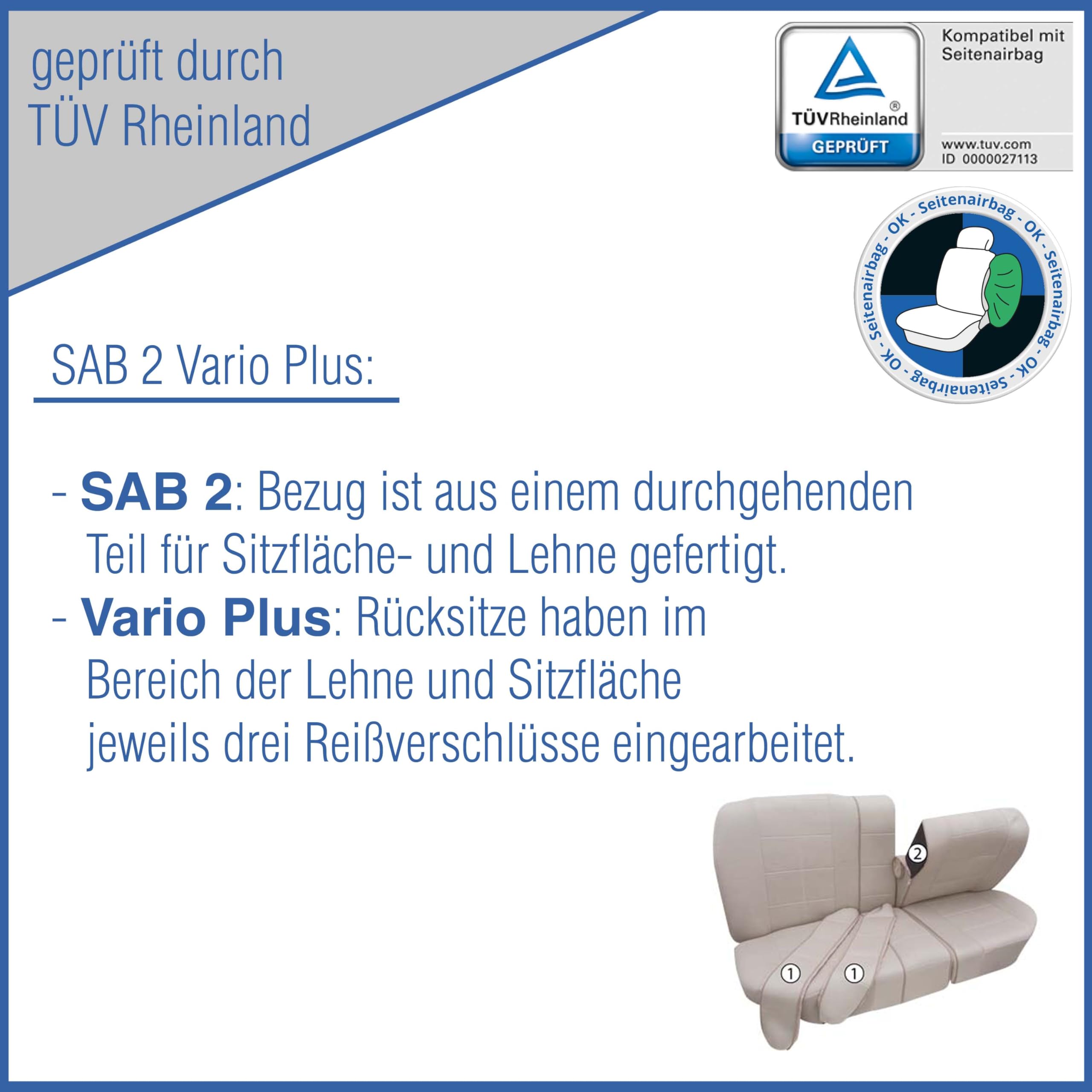 PETEX Auto Sitzbezüge Universal Komplett Set 15-teilig - Sylt schwarz, Eco Class mit SAB 2 Vario Plus