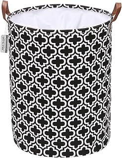 Sea Team Panier à Linge à Motif quadrilobe Panier à Linge en Tissu Corbeille de Rangement Pliable avec poignées en Cuir PU et Fermeture à Cordon, 17,7 x 13,8 Pouces, intérieur étanche
