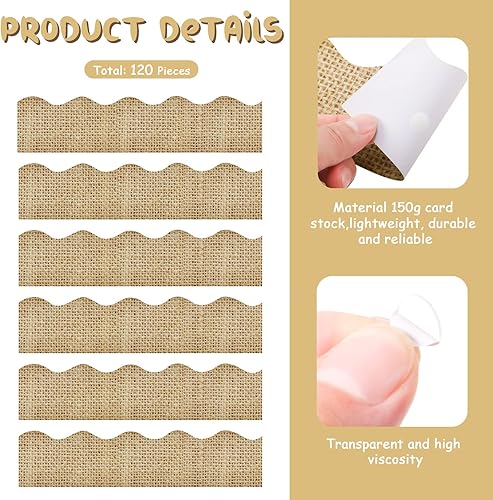 Miniatura 3 de Containlol Bordes de verano de 118 pies para decoración de tablón de anuncios, con temática de lino, bordes de tablón de anuncios para escuela,