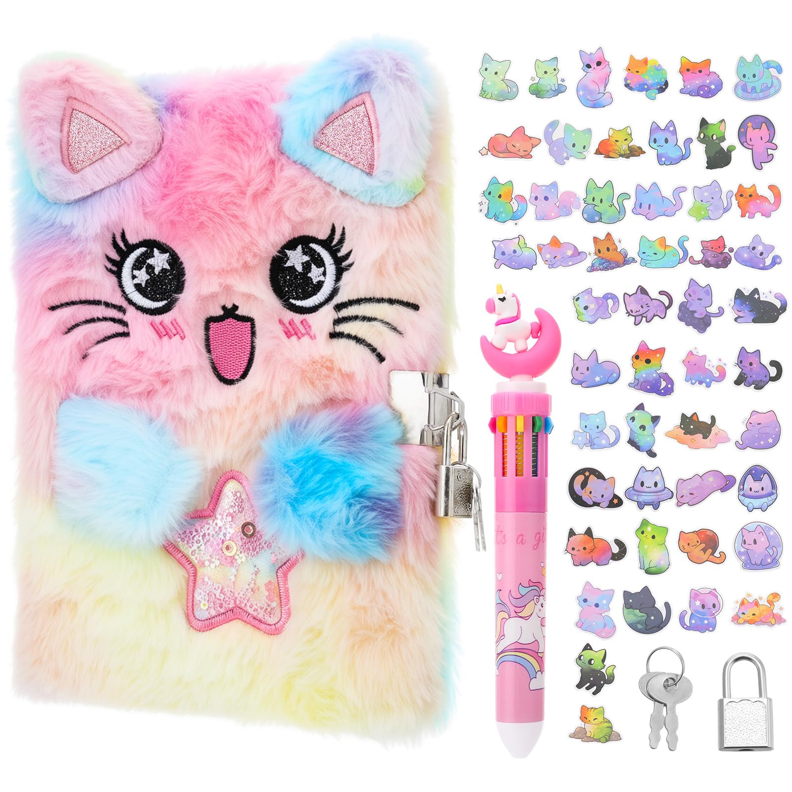 Candcamp Pink Fluffy Cat Secret Diary with Lock
