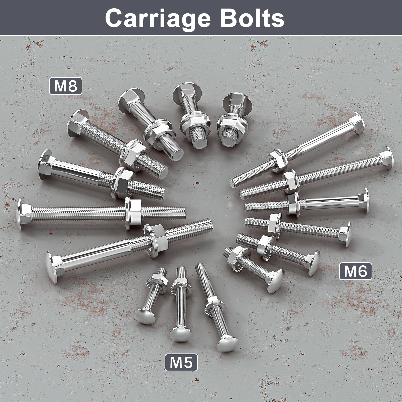 Wavanta M5 Coach Bolts, M5 x 40mm Carriage Bolts with Flange Hexagon Nuts, Zinc Plated, Carbon Steel, Coach Screws, Pack of 20 - Image 4