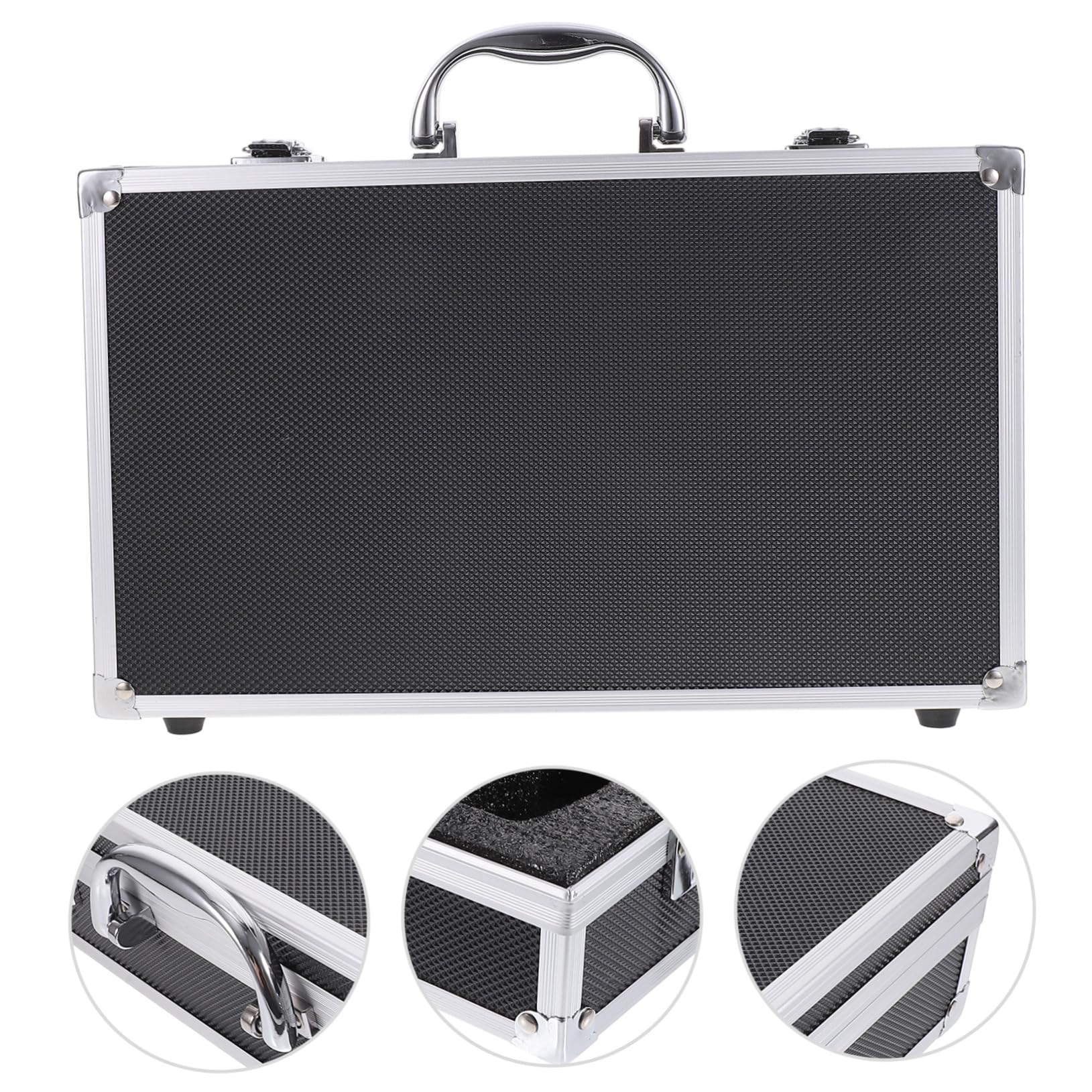 Abaodam Valigetta Microfono Wireless in Lega di Alluminio, Nera | Porta Due Microfoni, Struttura a Scomparti, Leggera e Portatile, per Registrazione e Sala Karaoke