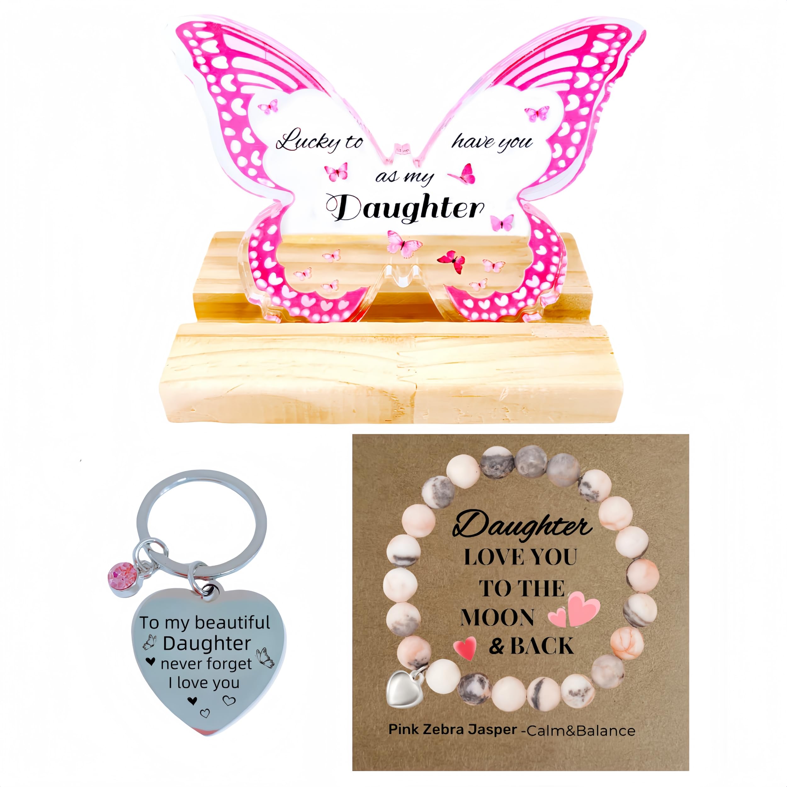 Woshidefa Pink Thoughtful Birthday Gift For Adult Daughter: Butterfly Decor In